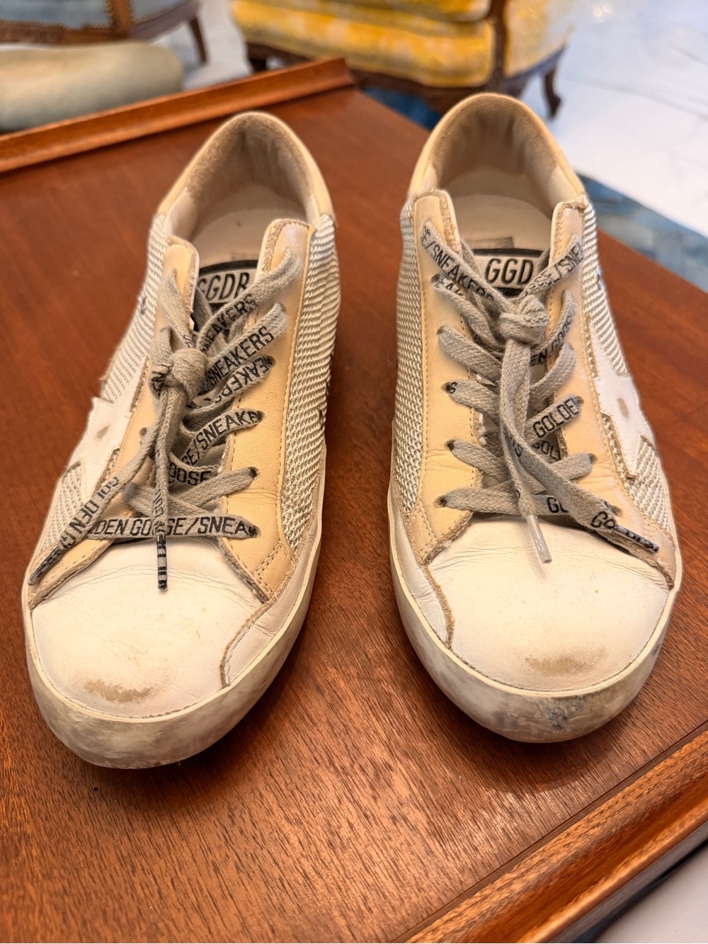 Golden Goose White Cream Star Low-Top Sneakers